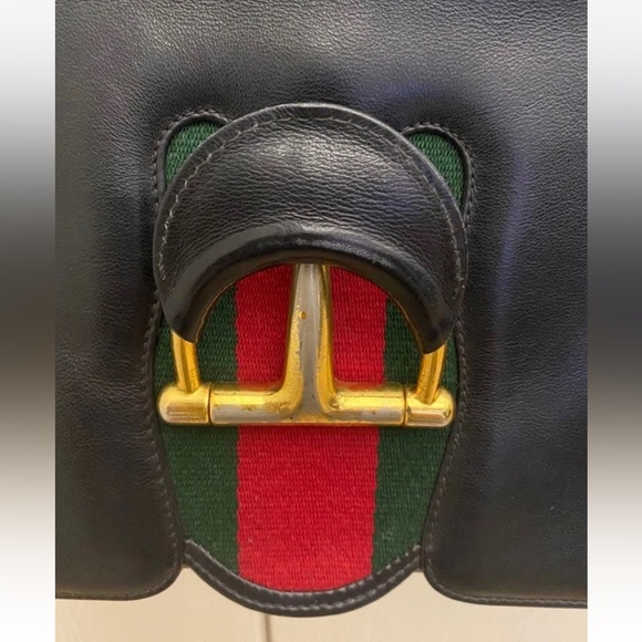 Gucci Black Shoulder Bag with Red and Green Stripe - Picture 4 of 16